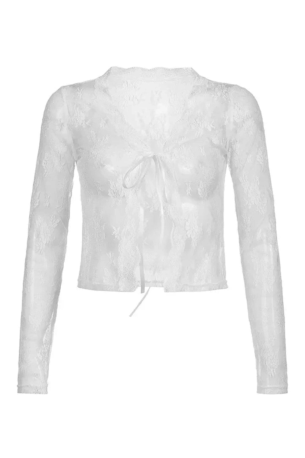 Y2k See-Through Lace Floral Cardigan