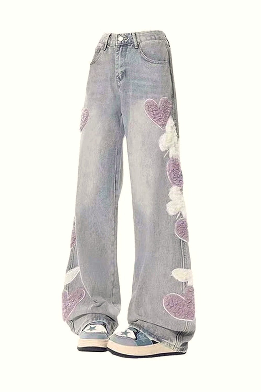 Y2k Serenade of Hearts Wide-Leg Jeans