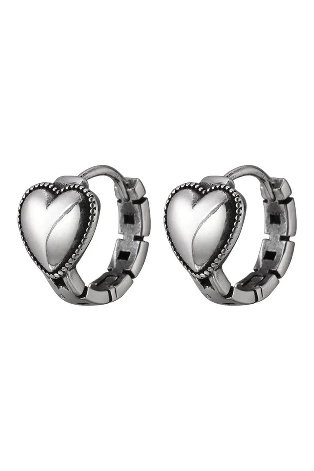 Y2k Silver Heart Ring Earrings
