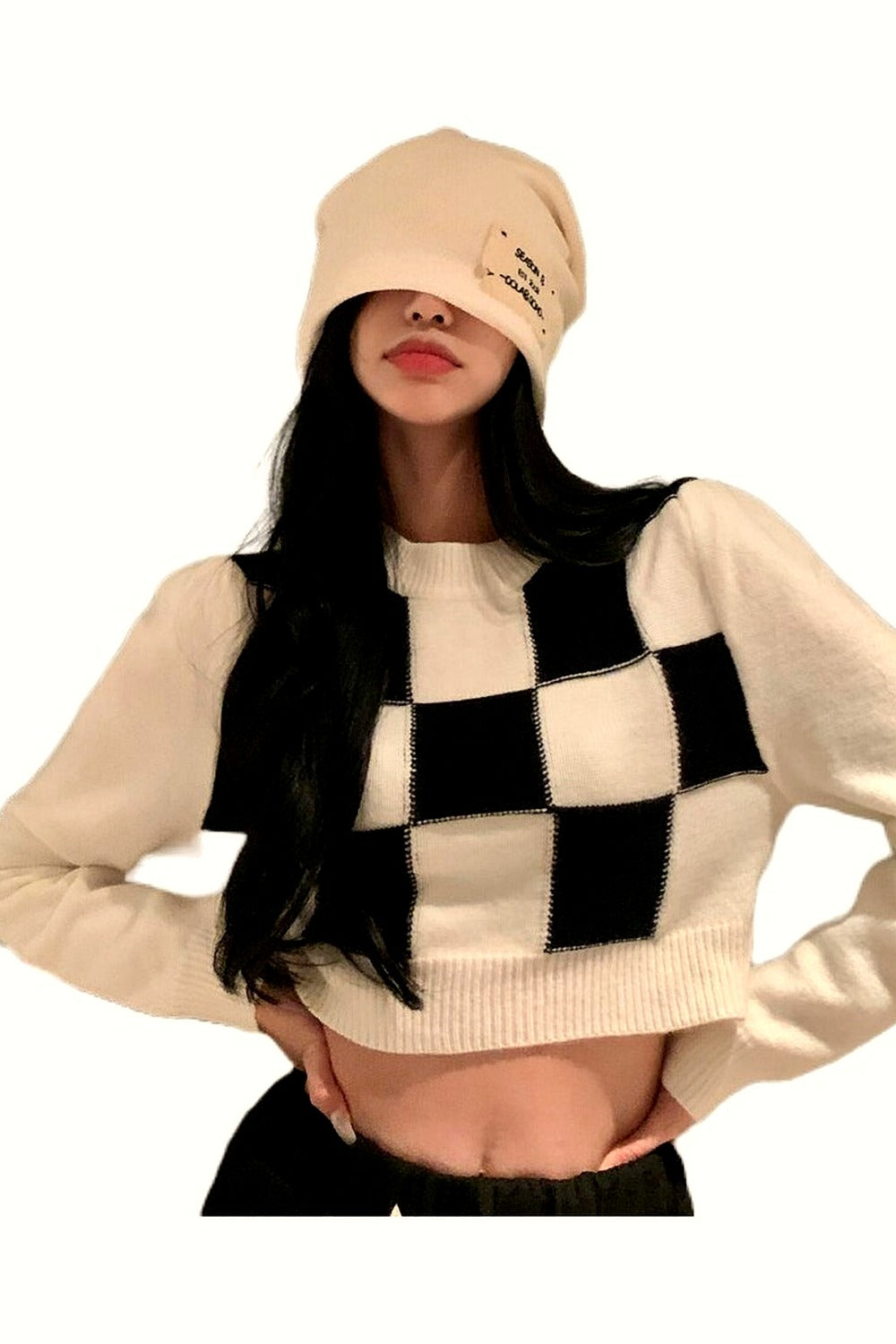Y2k Skate Girl Checkerboard Sweater