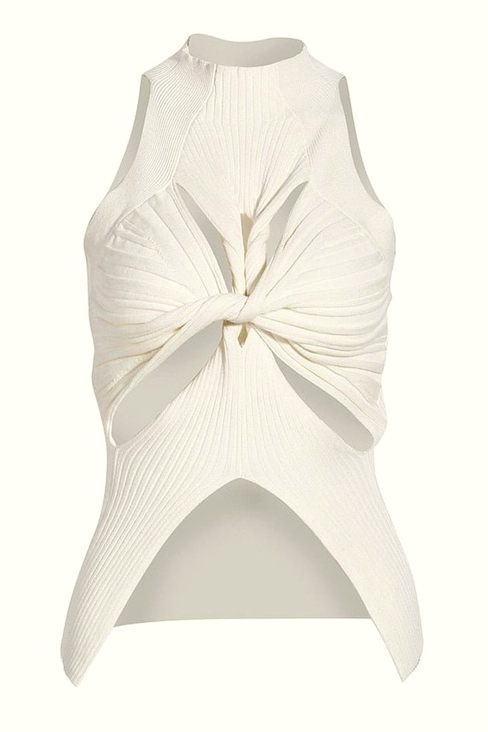 Y2k Sleeveless white t-shirt with slit