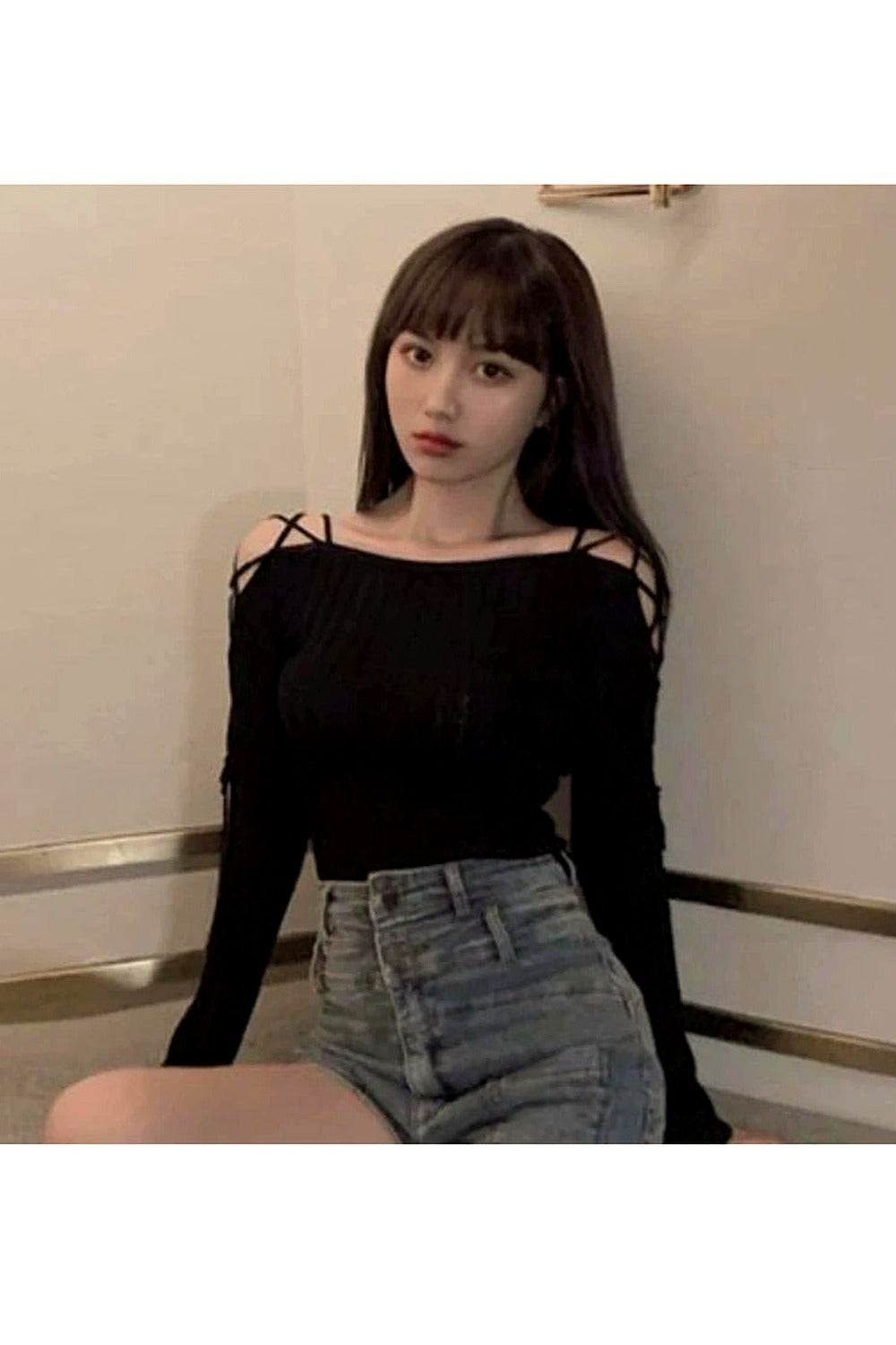 Y2k Spring Bandage O-neck Classic Top