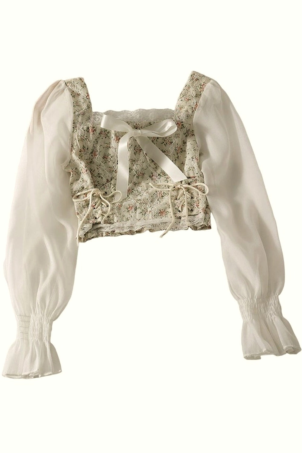 Y2k Square Collar Lace Blouse