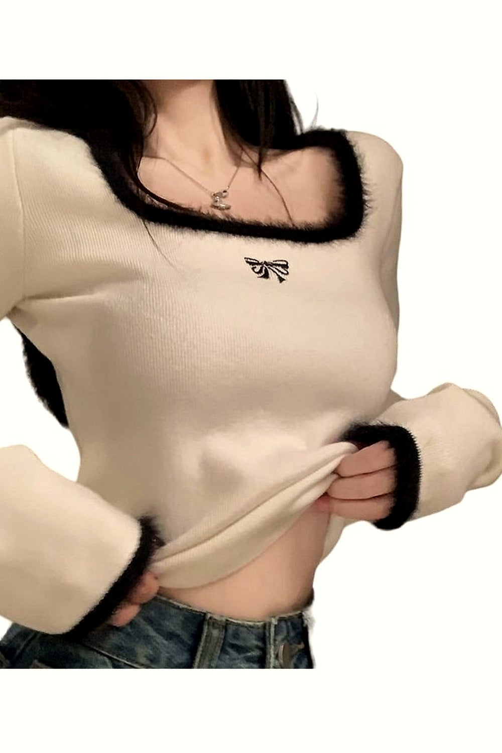 Y2k Square Collar Slim Crop Top