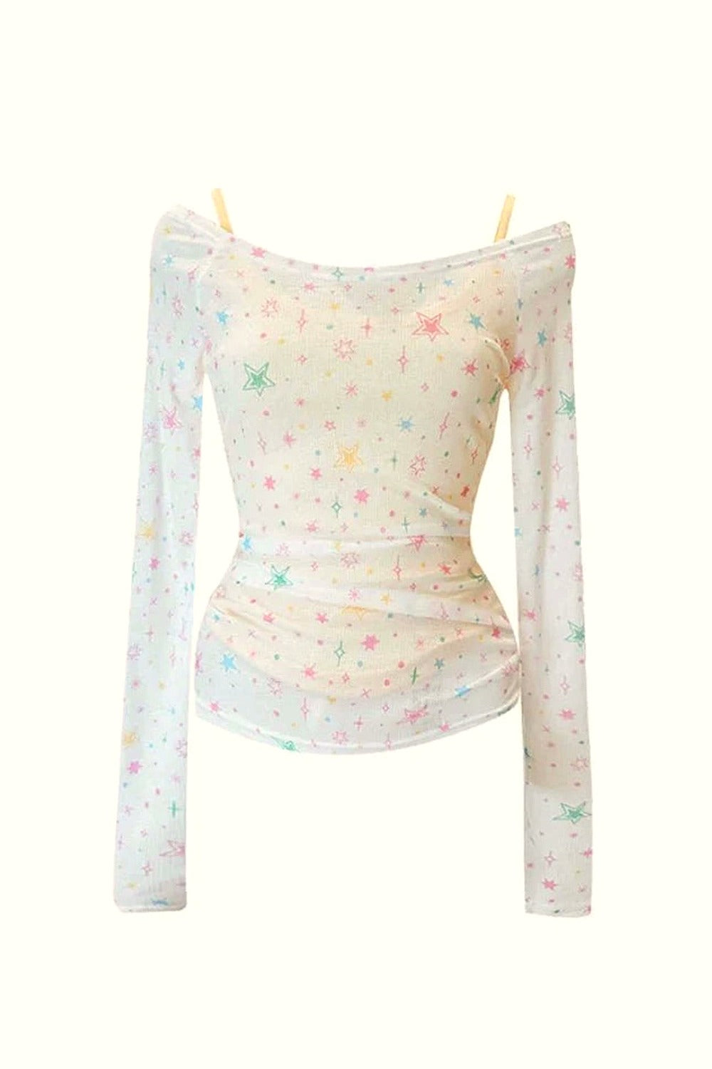 Y2k Starlight Whisper Off-Shoulder Top
