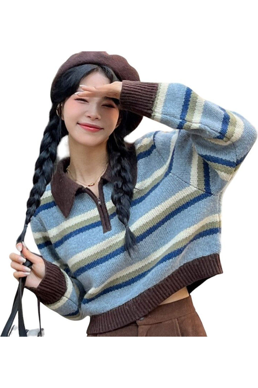 Y2k Striped Korean Pullover Sweater