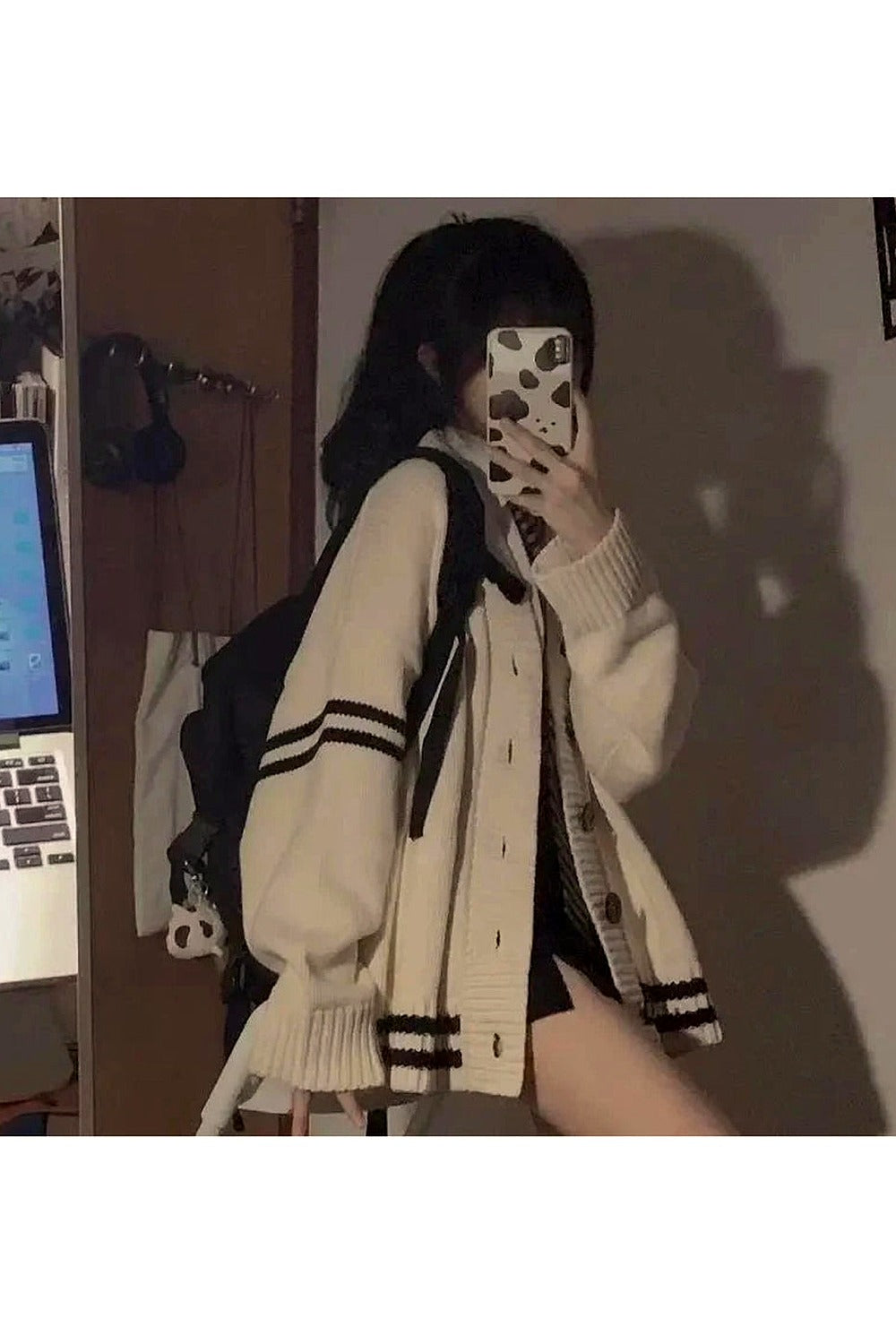 Y2k Striped Loose Cardigan