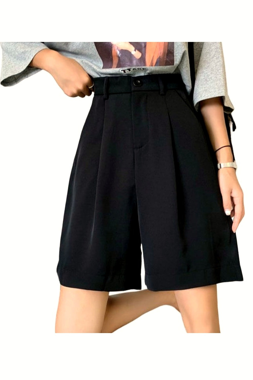 Y2k Summer Black Wide-Leg Shorts