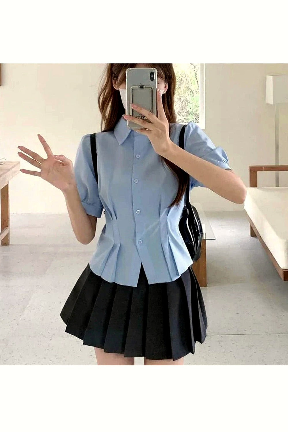 Y2k Summer Cropped Turndown Collar Blouse