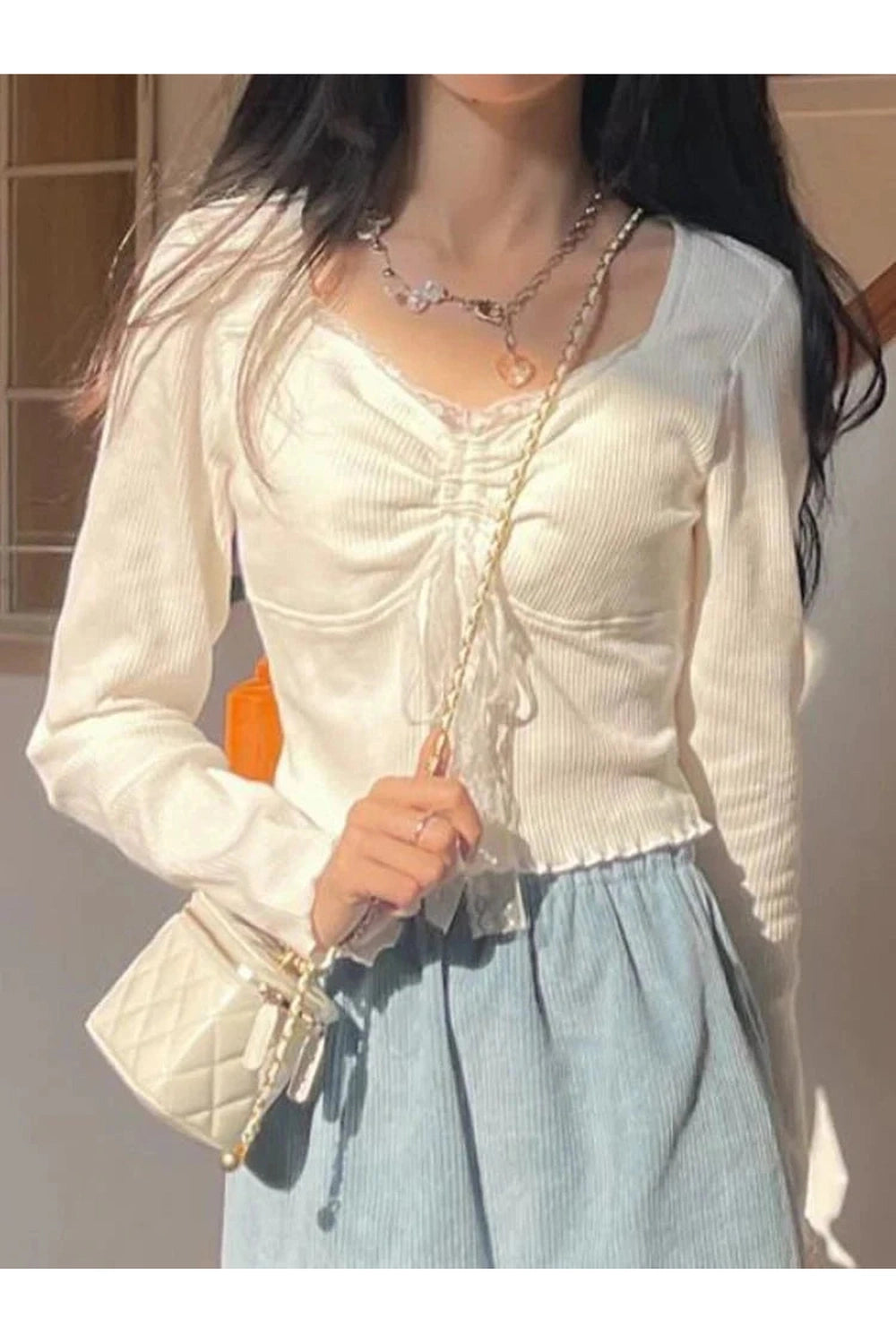 Y2k Sweet Lace Square Top