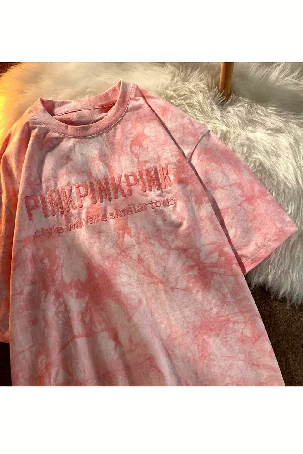 Y2k Tie-dye Embroidery Letter T-shirt