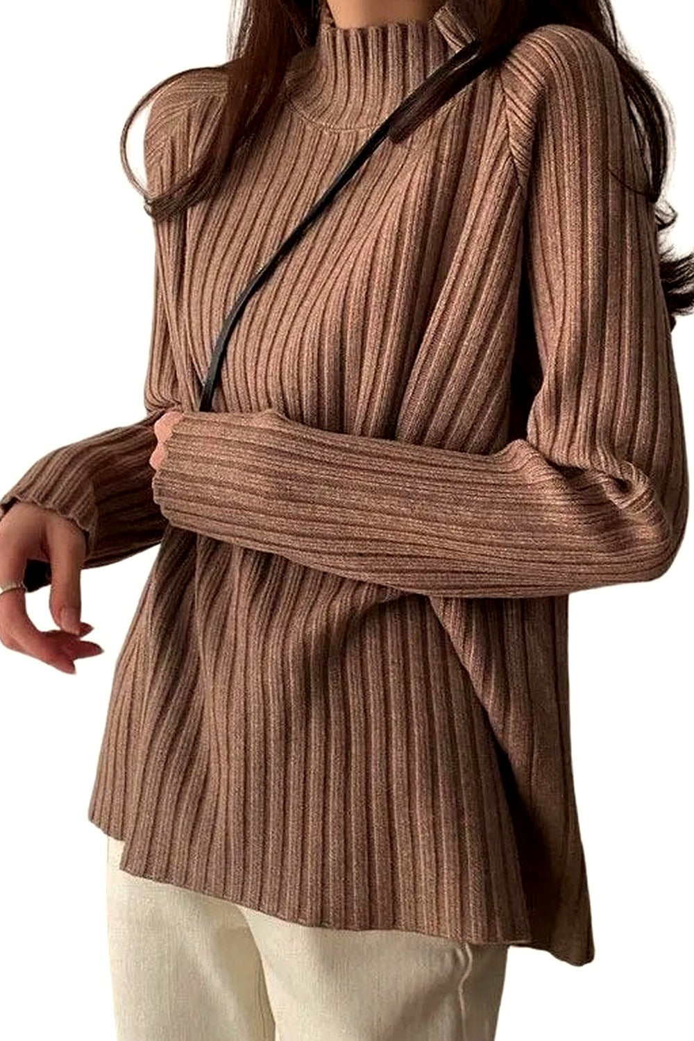 Y2k Turtleneck Solid Office Sweater