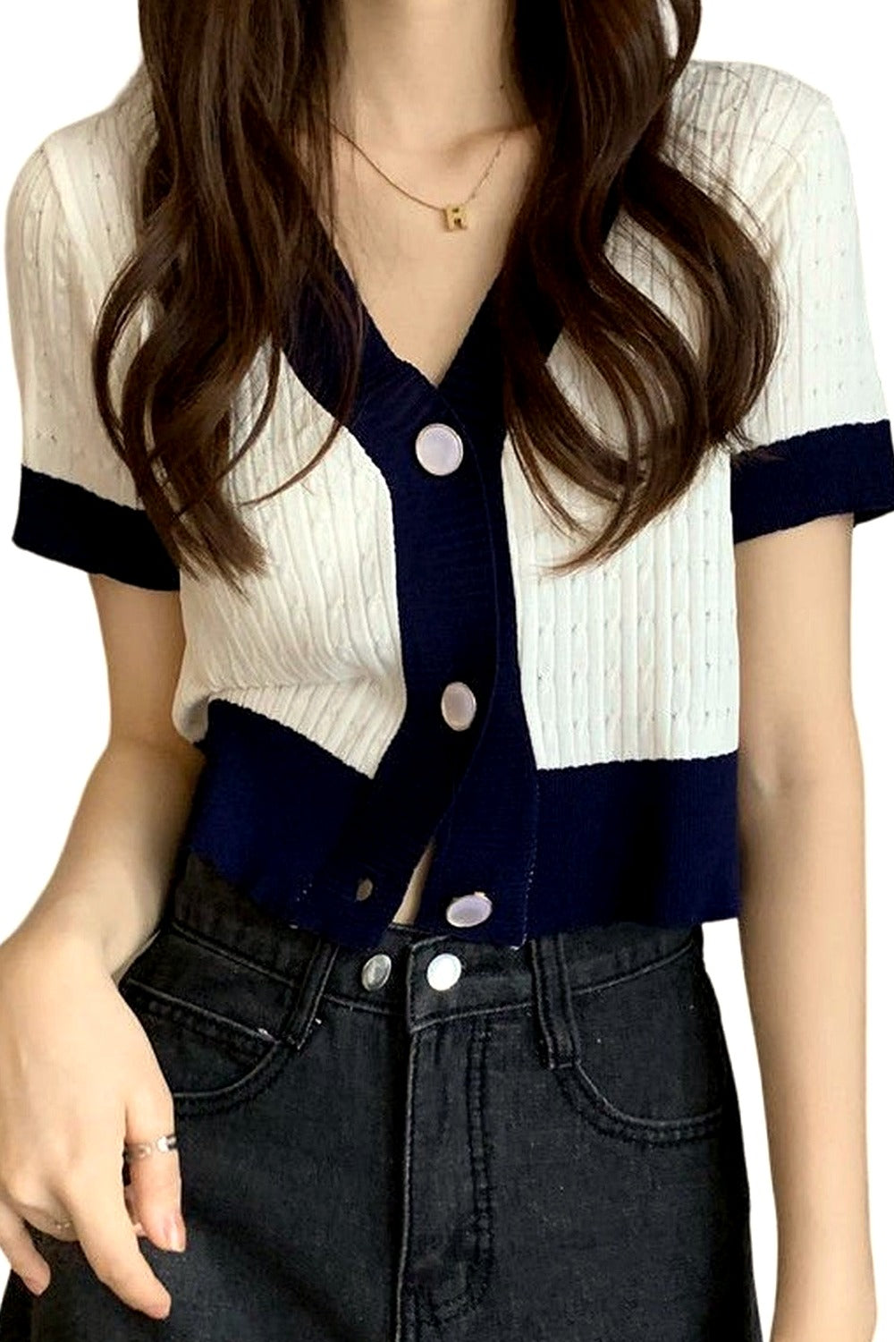 Y2k V-neck Cardigan Crop Top