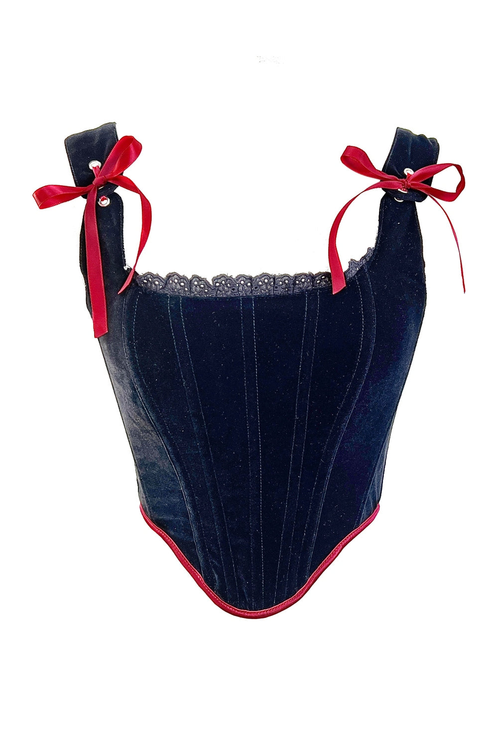 Y2k Velvet Corset Ribbon Tank Top