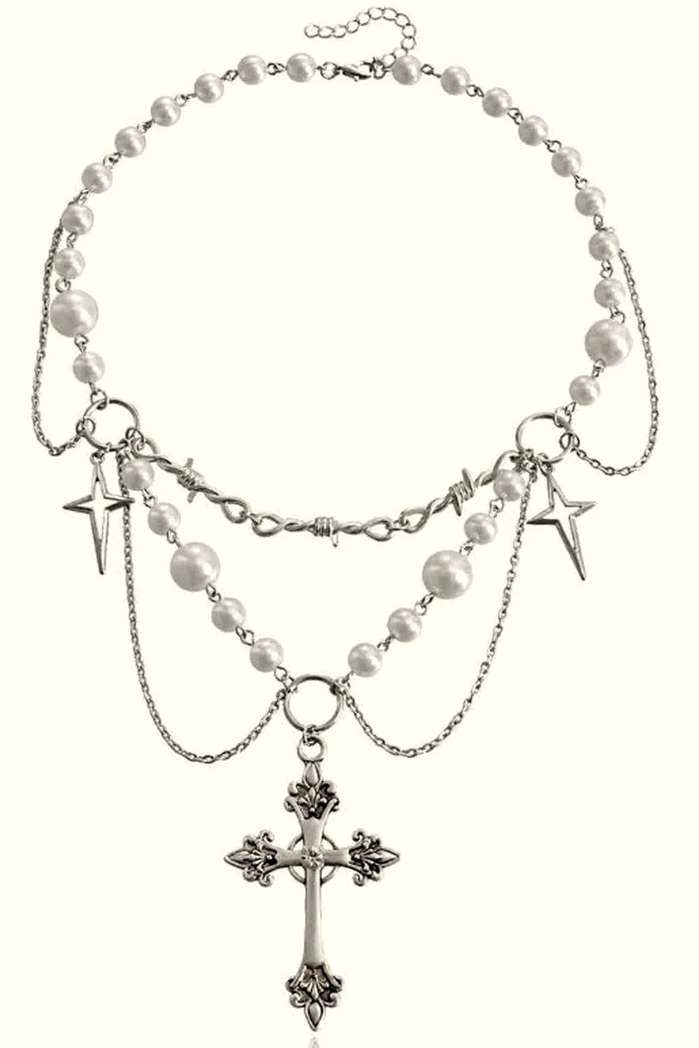 Y2k Victorian Gothic Rosary Pearl Necklace