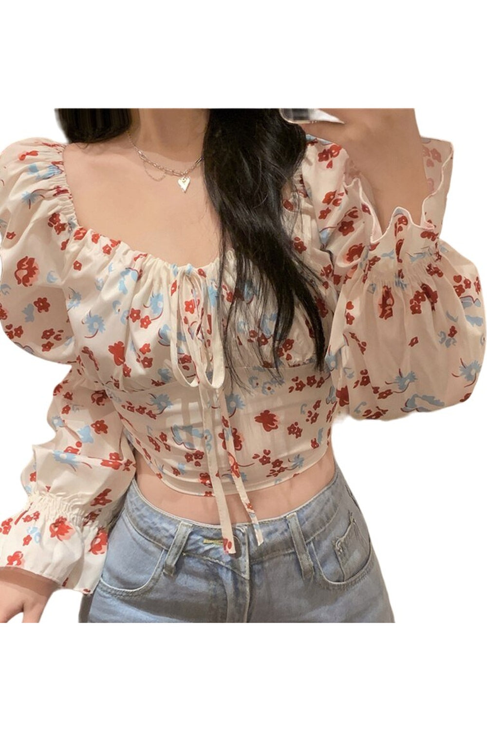 Y2k Vintage Aesthetic Floral Blouse