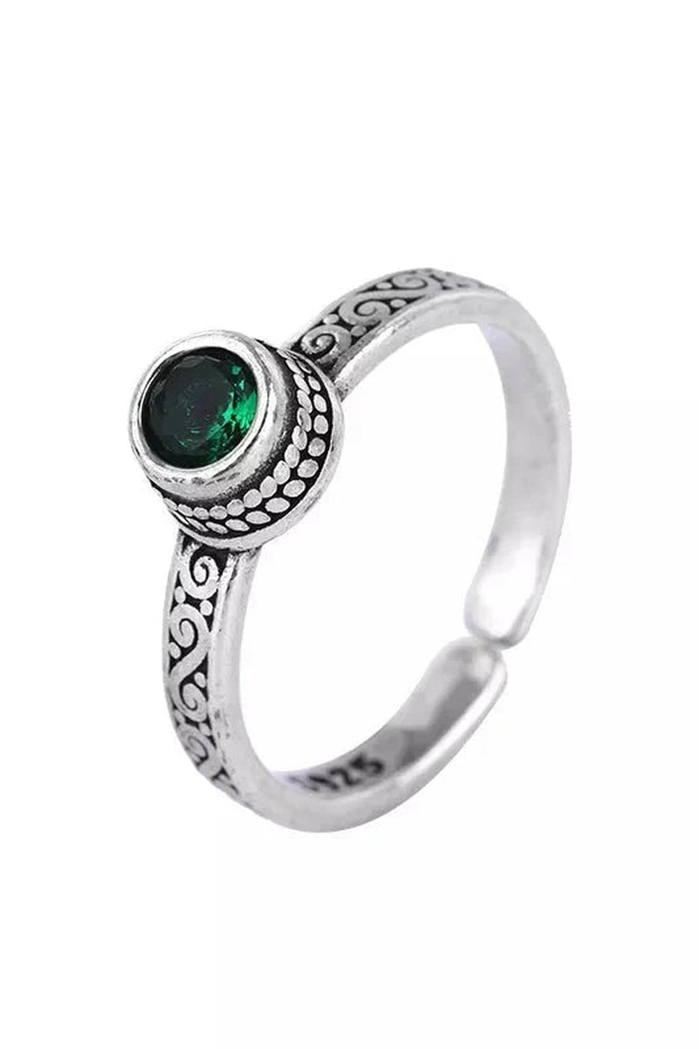 Y2k Vintage Celtic-Inspired Emerald Open Ring