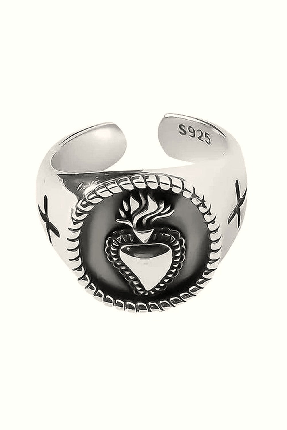 Y2k Vintage Hollow Heart Silver Ring
