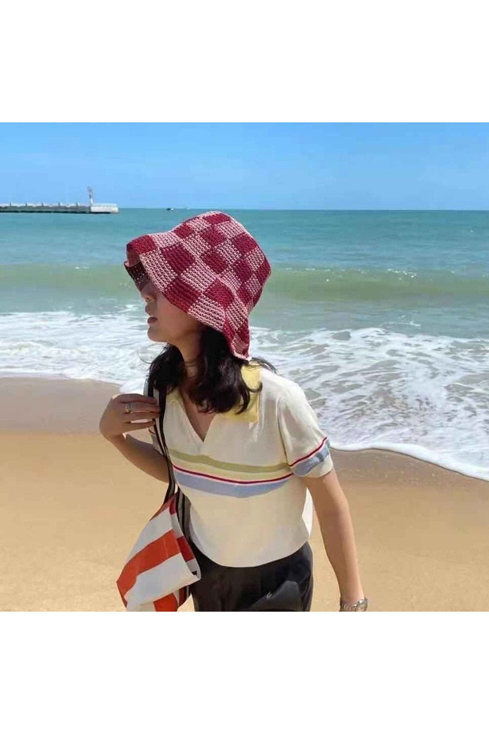 Y2k Vintage Knit Sun Hat