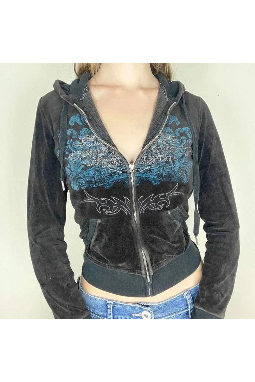 Y2k Vintage Slim Graphic Hoodie