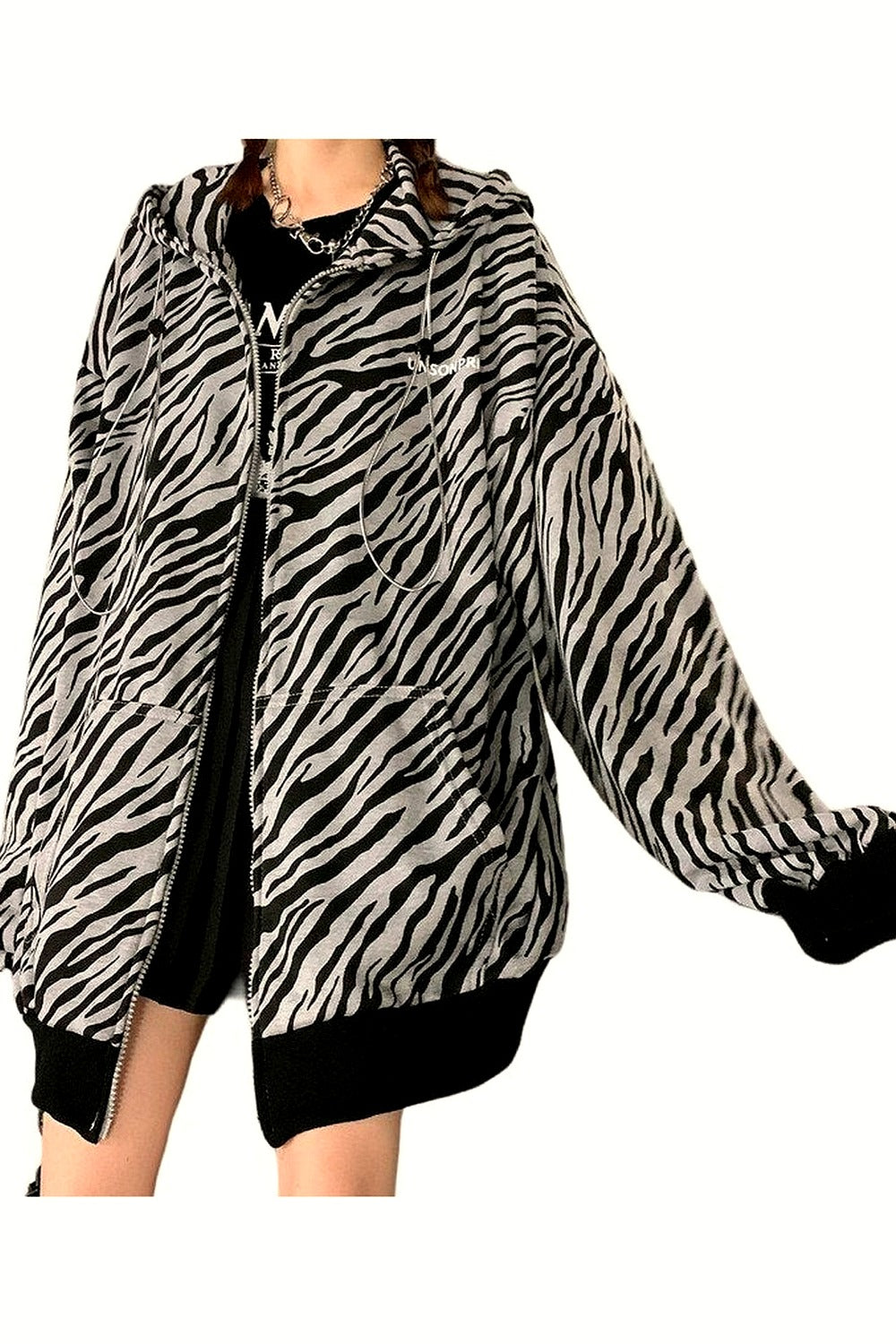 Y2k Vintage Zebra-printed Loose Hoodie