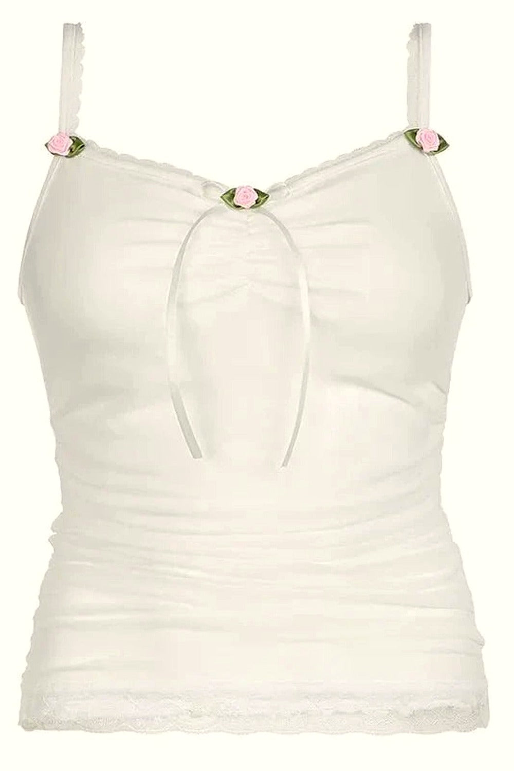 Y2k White Bow Lace Camis Top