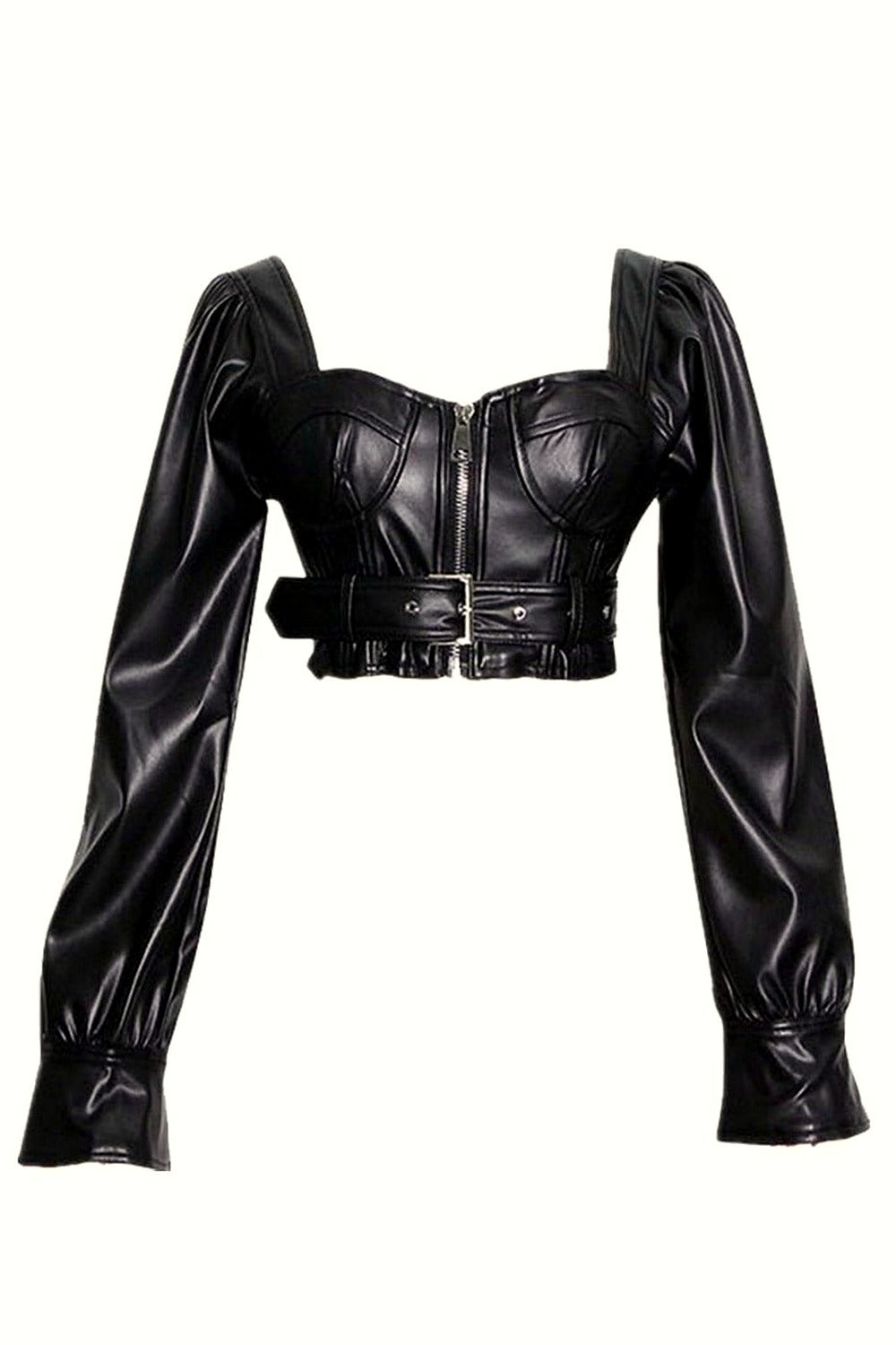 Y2k Black Faux Leather Crop Top