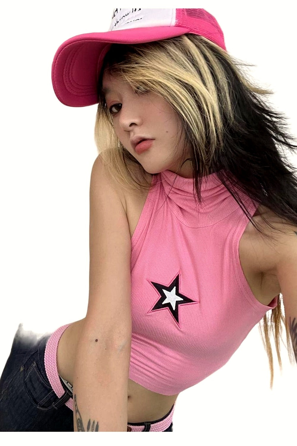 Y2k Star Embroidery Crop Top