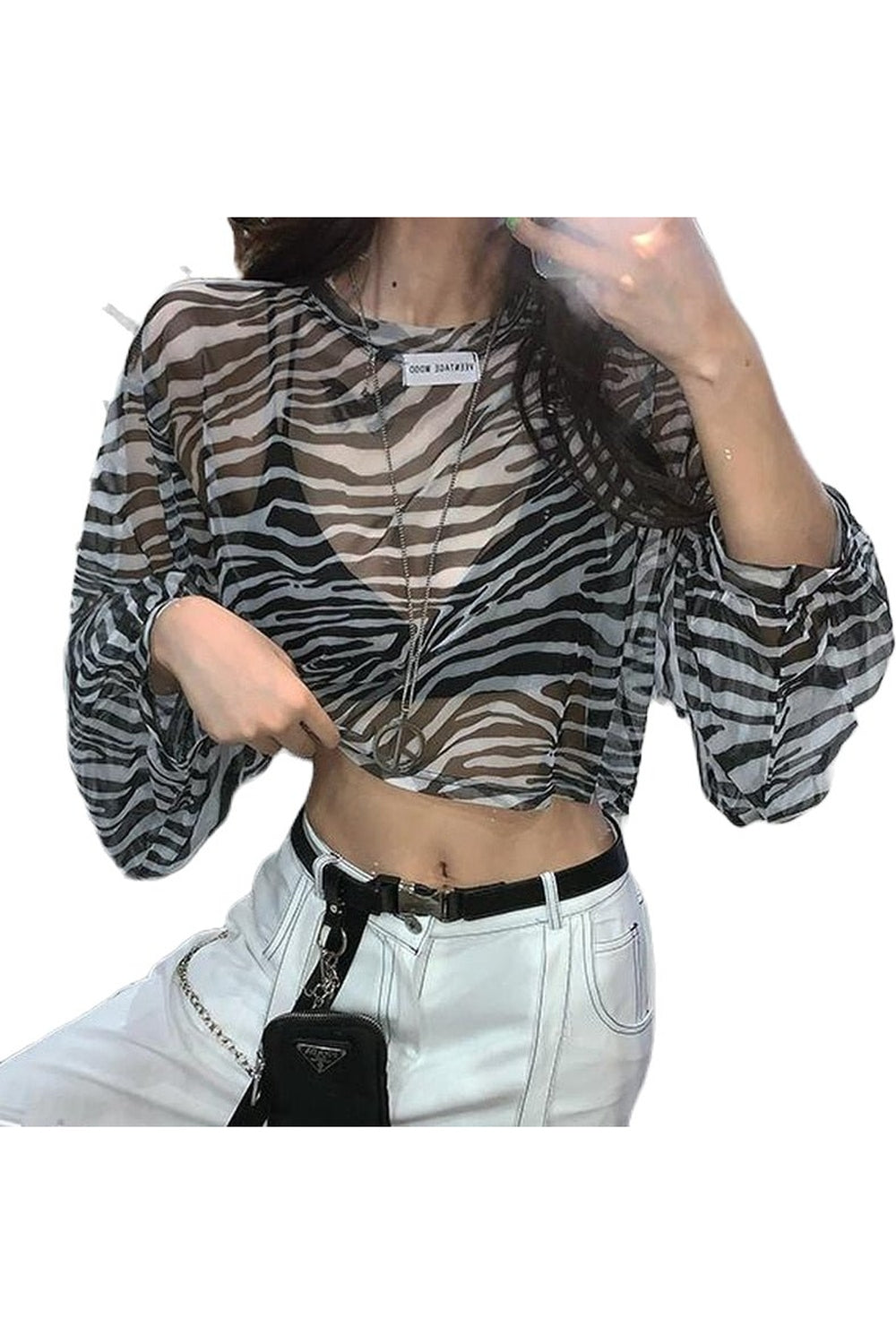 Y2k Zebra Print Aesthetic Blouse