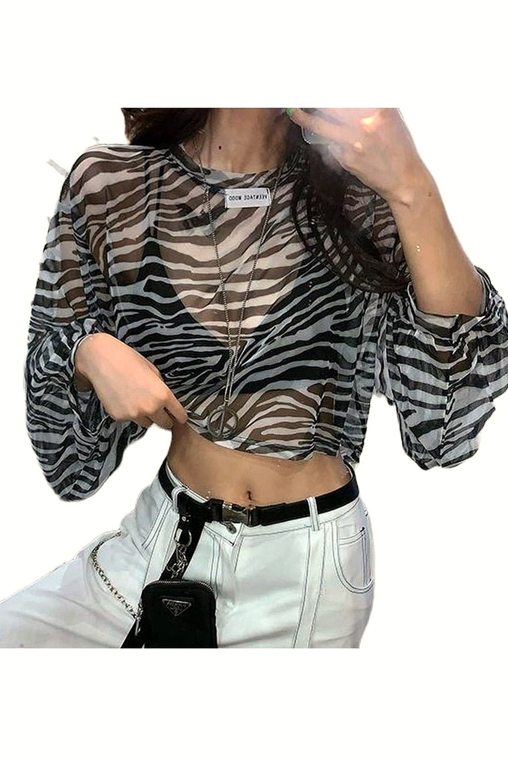 Y2k Zebra Print Aesthetic Blouse