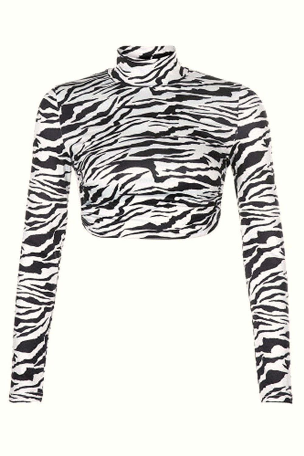 Y2k Zebra Print Backless Crop Top