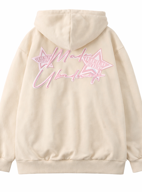 Y2k Pink Star Zip Up Hoodie