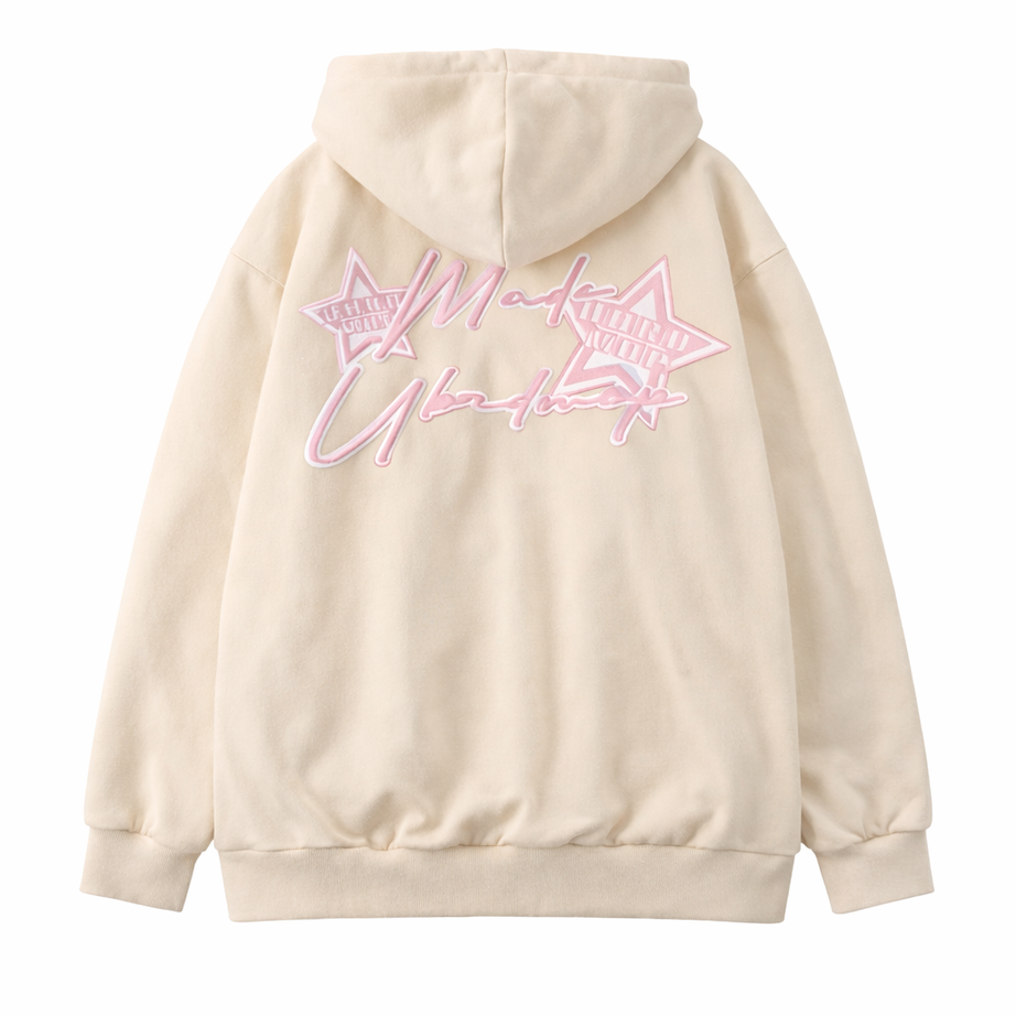 Y2k Pink Star Zip Up Hoodie