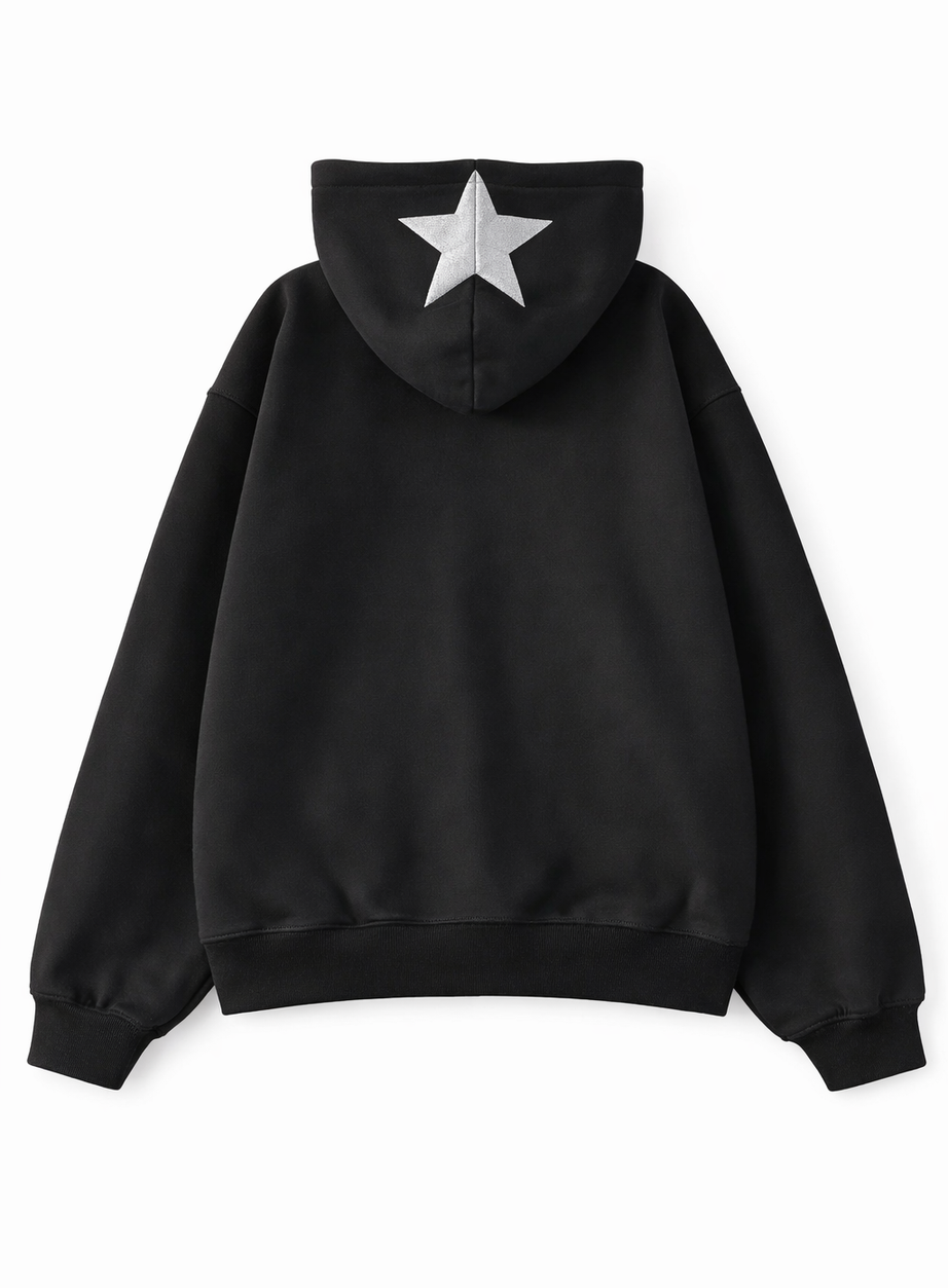 Y2k Hip Hop Zipper Star Print Hoodie