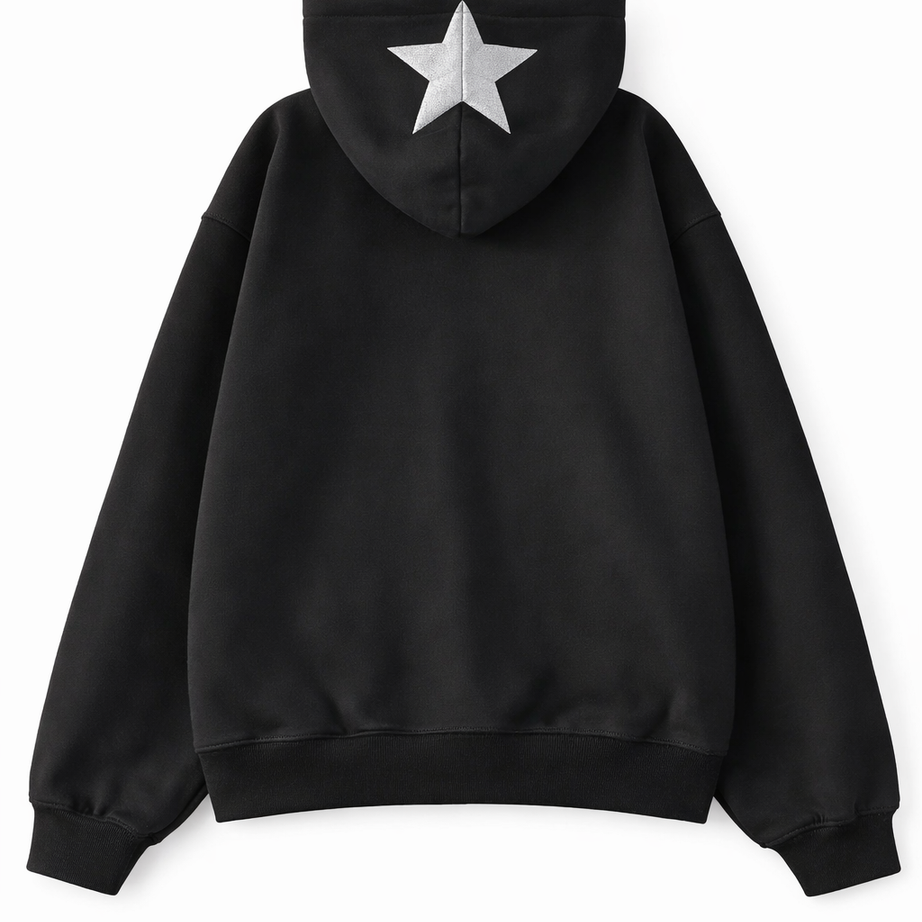 Y2k Hip Hop dragkedja Stjärntryck luvtröja
