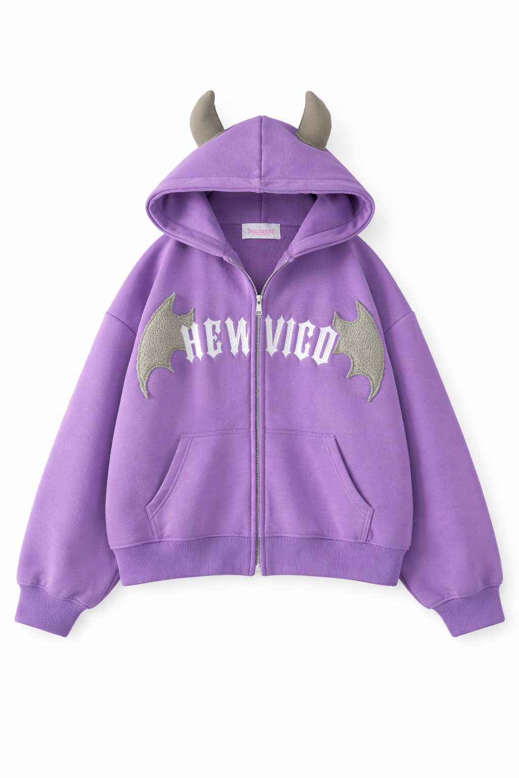 Y2k Little Devil Hoodie med broderad dragkedja