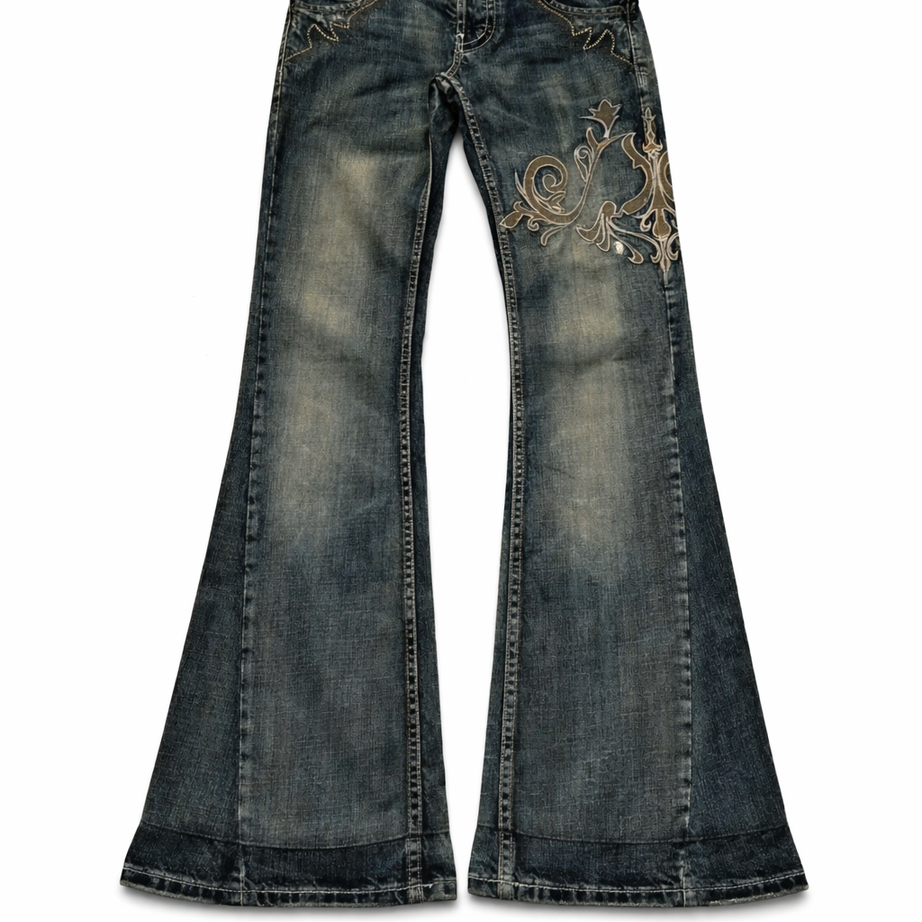 Embroidered Vintage Flare Jeans