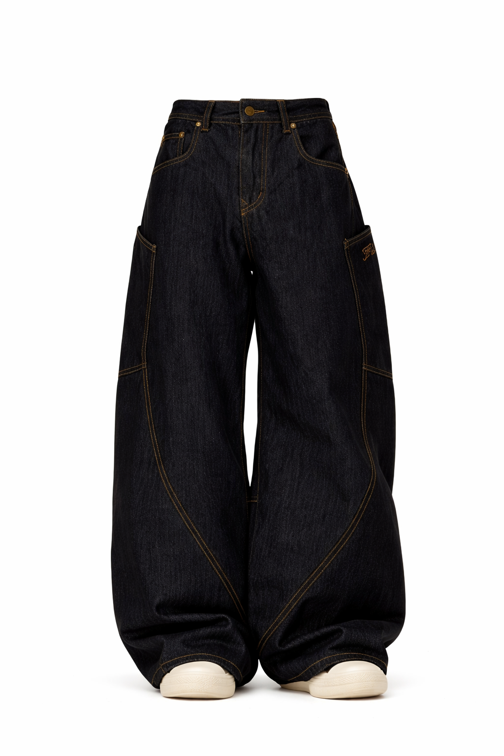 Y2K Contrast Stitch Baggy Denim Pants