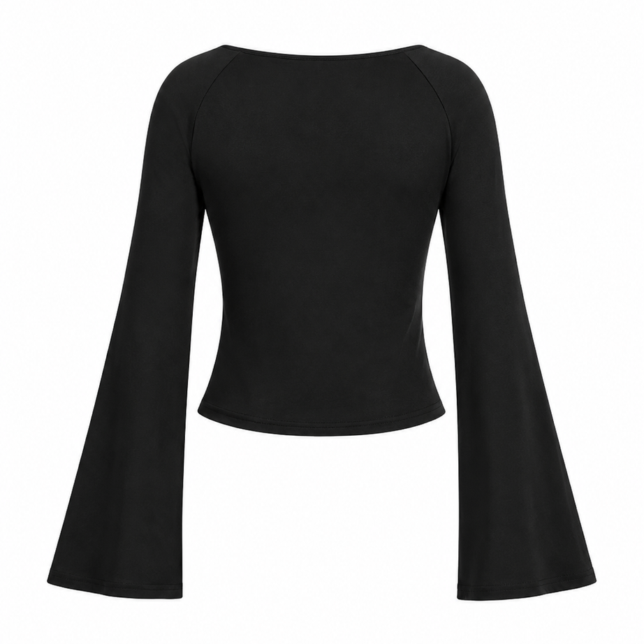 Goth Y2k Pentagram Flare Sleeve Top