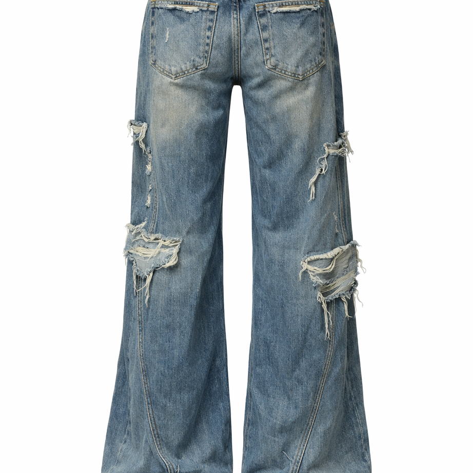 Baggy-Jeans mit Stern-Patch