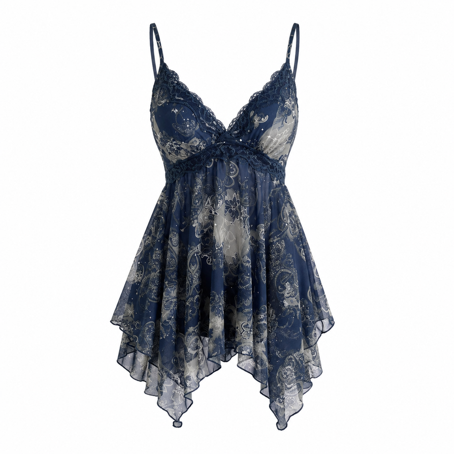 Goth Y2k Midnight Celestial Lace Cami Top