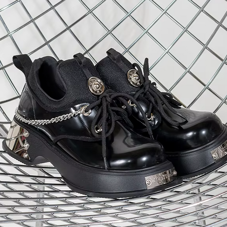 Cyber Skull Metal Platform Sneakers
