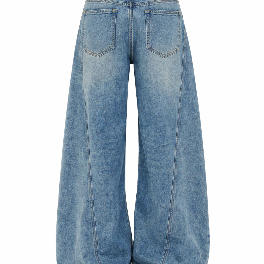 Washed Blue Ultra Wide Leg Jeans