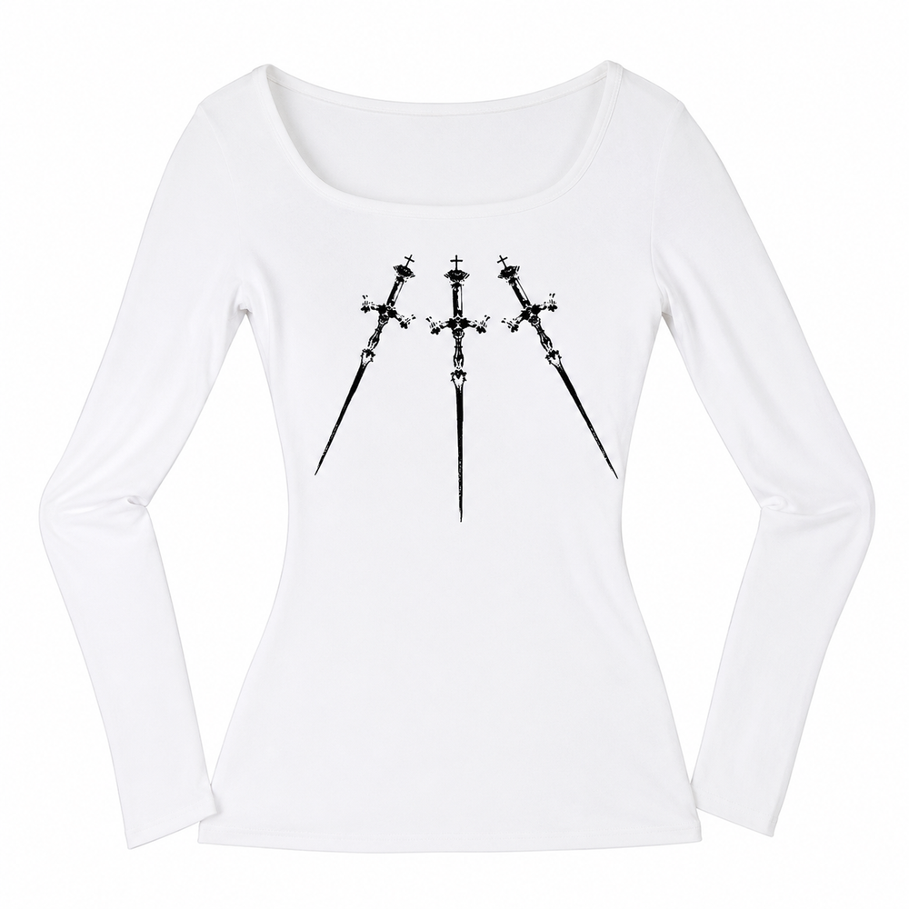 Goth Y2k Three Swords Long Sleeve T-Shirt