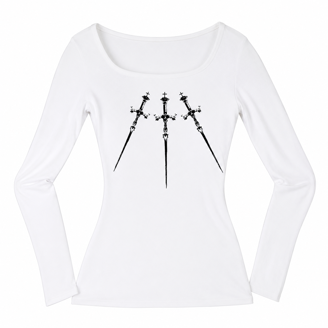 Goth Y2k Three Swords Long Sleeve T-Shirt