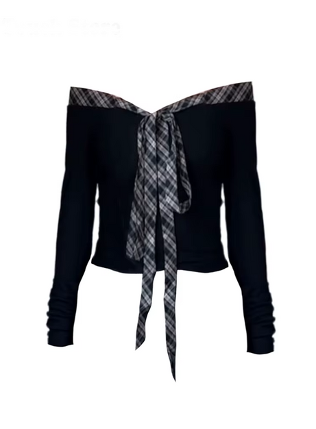 Plaid Promise Off-Shoulder Top