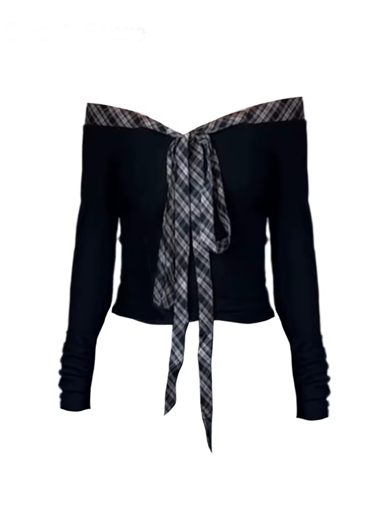 Plaid Promise Off-Shoulder Top