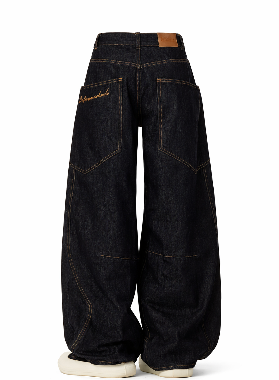 Y2K Contrast Stitch Baggy Denim Pants