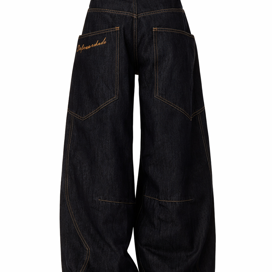 Y2K Contrast Stitch Baggy Denim Pants