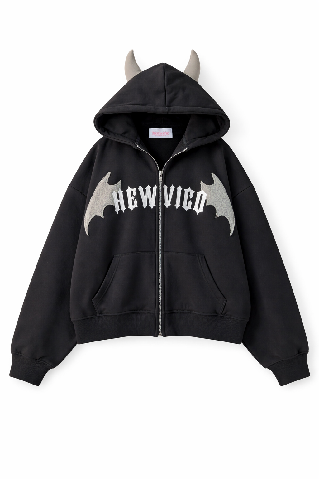 Y2k Little Devil Embroidered Zipper Hoodie